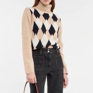 A.P.C. July jacquard wool turtleneck sweater size small